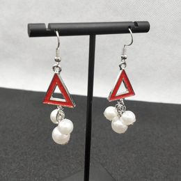 Dangle Earrings 2024 Handmade Custom Greek Sorority Triangle White Pear Charms Woman Pendant Earring Jewellery