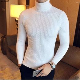 Mens t Shirts Korean Slim Color Turtleneck Winter Long Sleeve Warm Knit Sweater Classic Solid Casual Bottoming Shirt