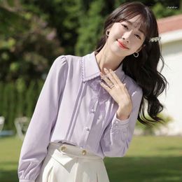 Women's Blouses 2024 Fashion Spring Cute Tops Preppy Style Vintage Japaneses Korea Design Button Elegant Formal Shirts A177