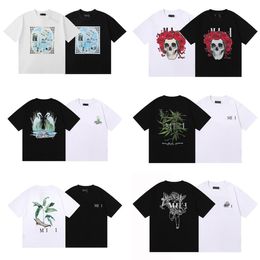 SS New Miri Tees Round Neck Rose Skull Printed Men's and Women's T-shirt Half Sleeved Loose Casual Sports Pure Cotton Short Sleeve T-shirtsS Thin Top clothes