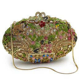 Evening Bags Bl092 Water Diamond Bag with Hollow Metal Crystal Dinner Embedding Carrying for Plus Phone 240227