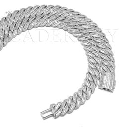 Cadermay Hiphop Homem Baguette Link Chain 15mm Sterling Sier Moissanite Colar Cubano Para Homens Jóias