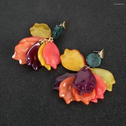 Dangle Earrings European Acrylic Petal Floral Flower Earring Colourful Long Tassel For Women Mujer Pendientes Moda Jewellery