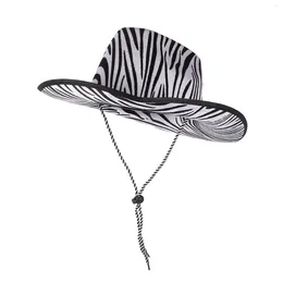 Berets Mens Cowboy Hat Flat Cap Zebra Pattern Western Outdoor Wide Party Costume Hats Men Women