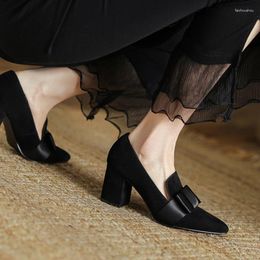 Dress Shoes 2024 Spring Kids Suede Women Pointed Toe Pumps For High Heels Zapatos Mujer Loafers Ladies