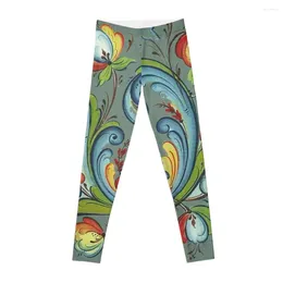 Active Pants Rosemaling Birds From The Forest #149 Leggings Women's Tights Sports Woman Sweatpants Womens