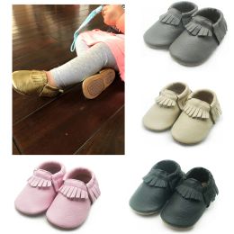 Outdoor Genuine Cow Leather Baby Shoes Soft Rubber Sole Infant Moccasins For Boys Girls First Walker Fringe Toddler Crib Sneakers