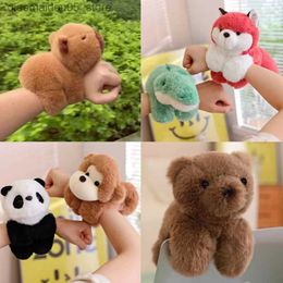 Plush Dolls Ring Plush Toy Capybara Husky Dinosaur Fox Clap Ring Plush Bear Dog Mouse Doll Childrens Bracelet Panda Monkey Plush Q240227