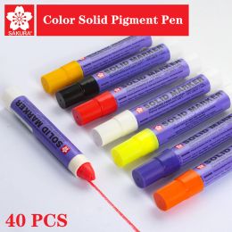 Markers 40 pcs Sakura Solid Marker XSC Industrial Pen Paint Pen High Temperature Resistant Waterproof Pen Writing In Water Does Not Fade