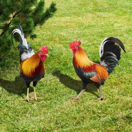 Garden Decorations 2PCS Chicken Fence Sculpture Ornamental Decorative Statue For Patio Backyard Decoration