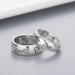 band ring Women Girl Flower Bird Pattern Ring with Stamp Blind for Love Letter men Ring Gift for Love Couple Jewelry w294284A