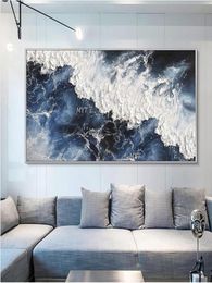 Paintings Black Abstract Knife 3d White Wave Pictures Home Decor Wall Art Hand Painted Oil Painting On Canvas Handmade PaintingsPa8562480