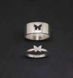Couple Rings Butterfly Matching Rings for Women Men Wedding Set Promise Ring for Lovers Matching Gold Silver Color Rings Q07081307450
