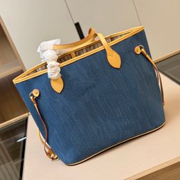 denim retro blue tote bag for woman large capacity womens shopping totes bags cowboy new luxurys handbags brand vintage cowgirl underarm handbag with gift box