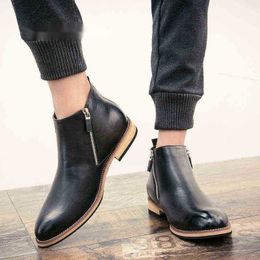 Dres Shoe Spring Autumn Men Dressing Shoes Boot Large Casual British Synthetic Leather Ankle Chelsea Party 220723