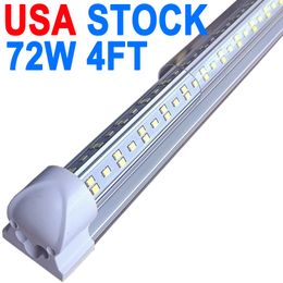 LED Shop Light 4Ft, 72W 7200LM 6500K, T8 LED Light Fixture, Clear Cover, Linkable Tube Lights,Ceiling and Utility Shops Lighting, Shop Lights Room, Garage crestech