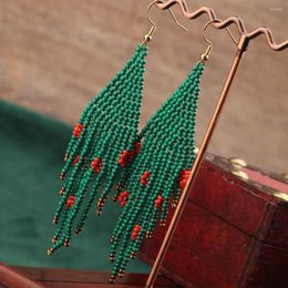 Dangle Earrings Rice Bead Tassel Flowers Graph Tide Hand Knitting Bohemia Alloy Simple Geometry Beaded