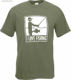 Men's T-Shirts I Love Fishing! Angler Fisherman Carp Coarse Fly T-Shirt male brand teeshirt men summer cotton t shirt T240227