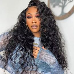 transparent full lace wig C part loose deep wave hd 13x4 lace front wig brazilian human hair glueless for black women 150% natural black on sale