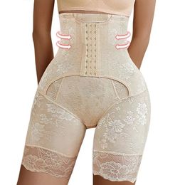 Shaper Panties Sexy Lace Shapers Body Shaper with Zipper Double Control Panties Women Shapewear Sexy Lace Waist Trainer 240220