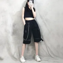 Women's Shorts Summer Woman Cargo Korean Ins Hip Hop Casual Students Loose Baggy Straight Tube For Neutral Black