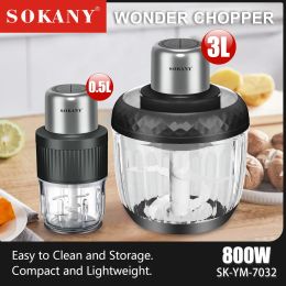 Grinders Houselin Food Processor, Electric Food Chopper with 2 Glass Bowls , 800W Copper Motor, for Meat, Vegetables, and Baby Food