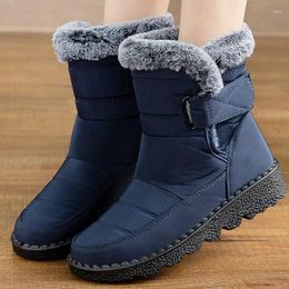 Boots Women's Winter For Women Snow Low Heel Fur Botas Mujer Mid-Calf Shoes Elegant Footwear Female