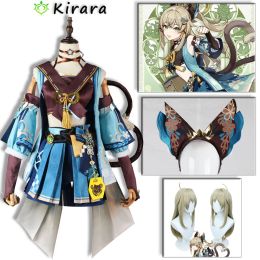 Costumes Genshin Impact Cosplay Kirara Costume Kirara Ears Tails Suit Women Wig Game Courier Cat Upon Halloween Carnival Party Outfit