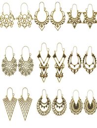 Dangle Chandelier LIMARIO 10 Style Vintage Antique Silver Colour Earrings For Women Hollow Carve Flowers Gypsy Tribal Ethnic2863286