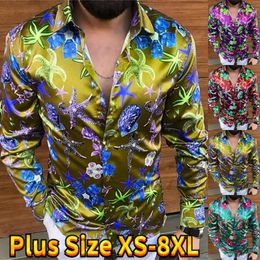 Men's Casual Shirts Fashion Shirt Lapel Button Down Starfish Print Long Sleeved Tops Men XS-8XL