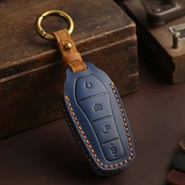Car Key Cover Case for BYD Qin Plusdmi Atto 3 Han EV Genuine Leather Keyring Shell