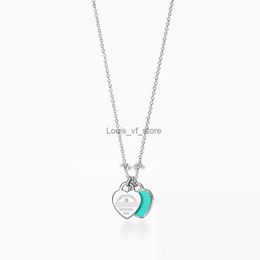 Pendant Necklaces designer Jewelry Classic Thome S925 Sterling Silver Double Heart Plate with Drip Glue Diamond Plated Hear H24227