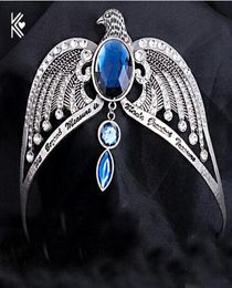 Ravenclaw Lose Crown Horcrux Bridal Hairbands Antique Silver Eagle Animal Blue Crystal Headbands Wedding Hair Accessories S9184684163