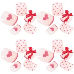 False Nails 24 Pcs Nail Patch Manicure Accessories For Women Press On Fake Supplies Bow Tie Fingernails Abs Tips