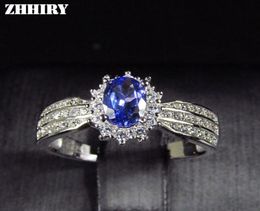 Cluster Rings ZHHIRY Natural Blue Tanzanite Ring Genuine Solid 925 Sterling Silver Real Gemstone For Women Fine Jewelry8879726