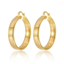 Hoop Earrings Luxury Trendy Wide 18K Gold Color Smooth Metal Round Drop For Women Gift ZK40