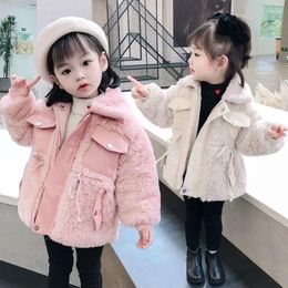 Down Coat 2024 Baby Girls Autumn Winter Warm Solid Regular Faux Fur For Outwear Fashion Plush Children Clothing TY27