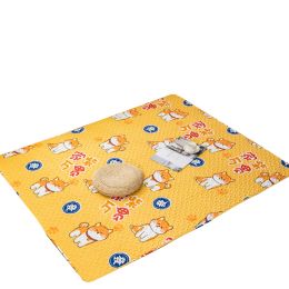 Pens Dog Mat Reusable Pee Pads Puppy Kennel Crate Mats Cute Shiba Inu Design Pure Cotton Washable Non Slip Cat Pet Mats for Floors