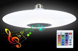 Smart RGB Bluetooth Music UFO Bulb E27 Lamp holder with 24 keys remote control AC85260V 30W Audio Light3296448