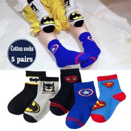 Socks 5pairs Baby Boys Winter Socks Spiderman Kids Autumn Children Short Socks Cotton Breathable Cartoon Warm Floor Girls Socks