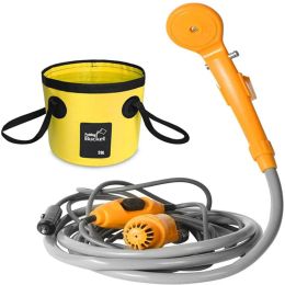 Washer Camping Shower Outdoor Hiking Travel Portable Shower And 20L Bucket Set Car Washer Plant Watering Pet Cleaning 12V Electric Pump