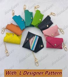 Designer Letter Wallet Keychain Keyring PU Leather Housekeeper Holder Car Chain Charm Brown Flower Mini Bag Trinket Gifts Accessor3886395
