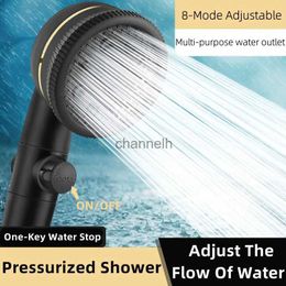 Bathroom Shower Heads New 8-Mode Adjustable Head with one Key Stop Magic Watering High Pressure Accessories Handheld Sprayer Nozzle YQ240228