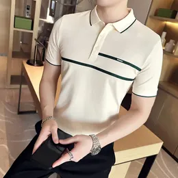 Mens Polos 2024 Summer Lapel POLO Shirt Short Sleeve Tops Men Business Casual Youth Fashion Clothing M-4XL