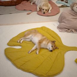 Mats Leaf Shape Soft Dog Bed Mat Soft Crate Pad Hine Washable Mattress for Large Medium Small Dogs and Cats Kennel Pad Cat Bed