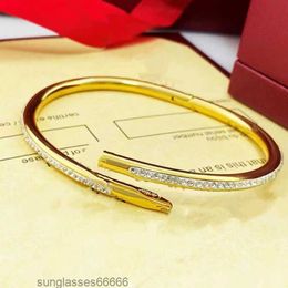 Nail Bracelet Bracelets Bangle One Line Diamond Titanium Steel for Women Men Luxury Jewlery Gifts Woman Girl Gold Silver Rose Gold Black Wholesale Not Fade