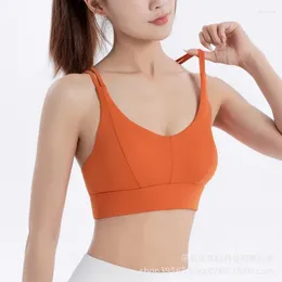 Yoga Outfit Double Thin Straps Back Cross High Strength -proof Running Underwear Wear Fitness Bra
