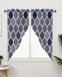 Curtain Geometry Moroccan Texture Blue Window Living Room Bedroom Decor Drapes Kitchen Decoration Triangular