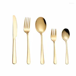 Dinnerware Sets Full Tableware Stainless Steel Cutlery Dinner Set Complete Gold Fork Spoons Knives Golden Dropshiping