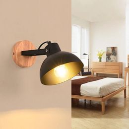 Wall Lamp Nordic Industrial Sconce Lights Wandlamp Retro Wood E27 LED Indoor Bedroom Bathroom Balcony Bar Aisle Lighting